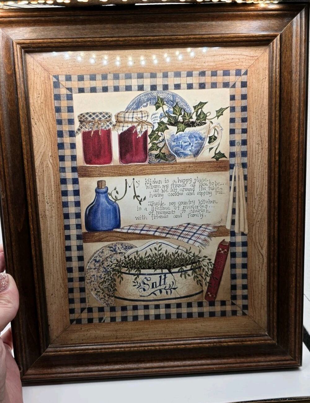 Vintage Country Kitchen Framed Print My Kitchen Is a Happy Place Salt Jar